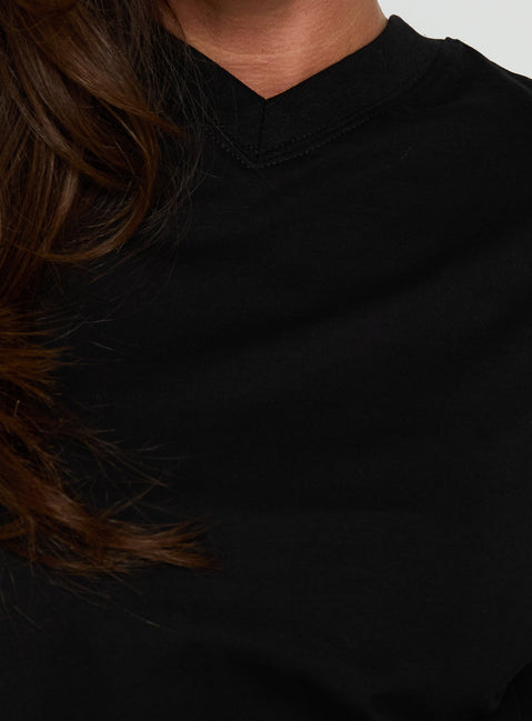 Settle Down Long Sleeve V Neck Top Black