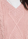 Hour Of Love V Neck Sweater Pink