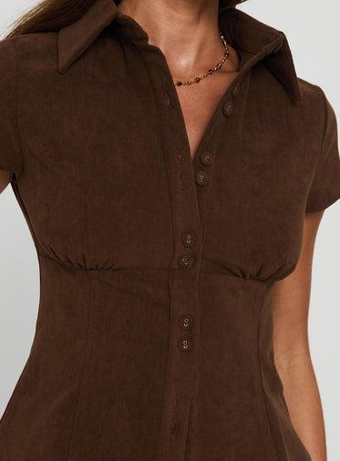 Cottesloe Cord Blouse Top Chocolate
