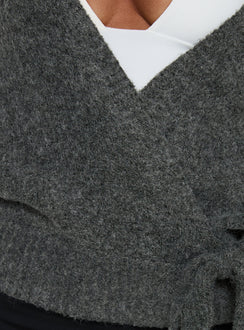 Daelan Wrap Knit Cardigan Charcoal