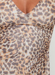 product Princess Polly Sweetheart Neckline  Zuba Mini Dress Leopard