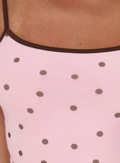 princess polly pink polka dot dress Isa Square Neck Mini Dress | Pink Polka Dot | Womens