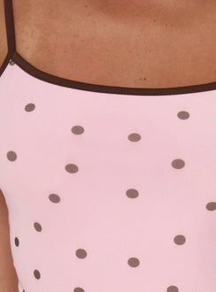 Isa Square Neck Mini Dress Pink Polka Dot