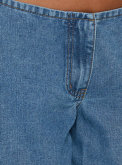 Hereos Mid Rise Baggy Leg Jeans Bright Blue Wash