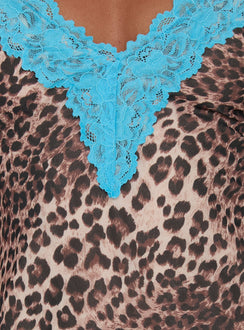 Call My Lover Lace Mini Slip Dress Animal / Blue