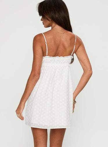 Marliene Broiderie Mini Dress White