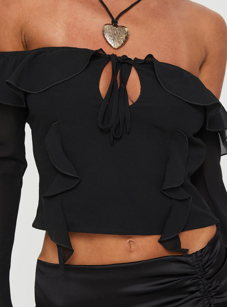 Molins Black – Off-Shoulder Long Sleeve Knitted Top main image 1