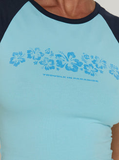 Trouble In Paradise Graphic Tank Top Blue