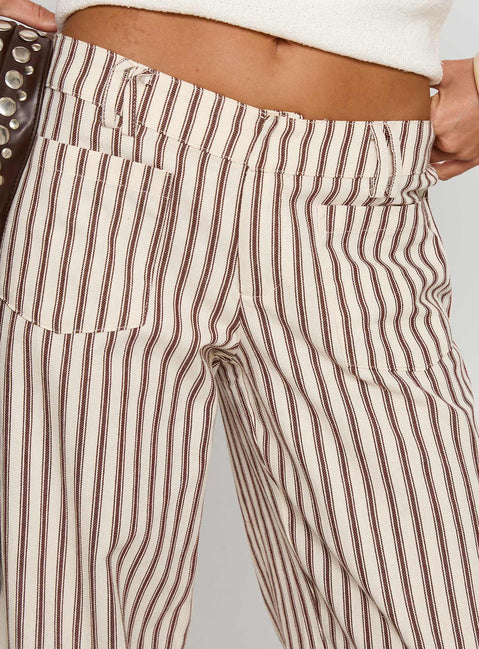 Vendi Low Rise Pant Brown Stripe