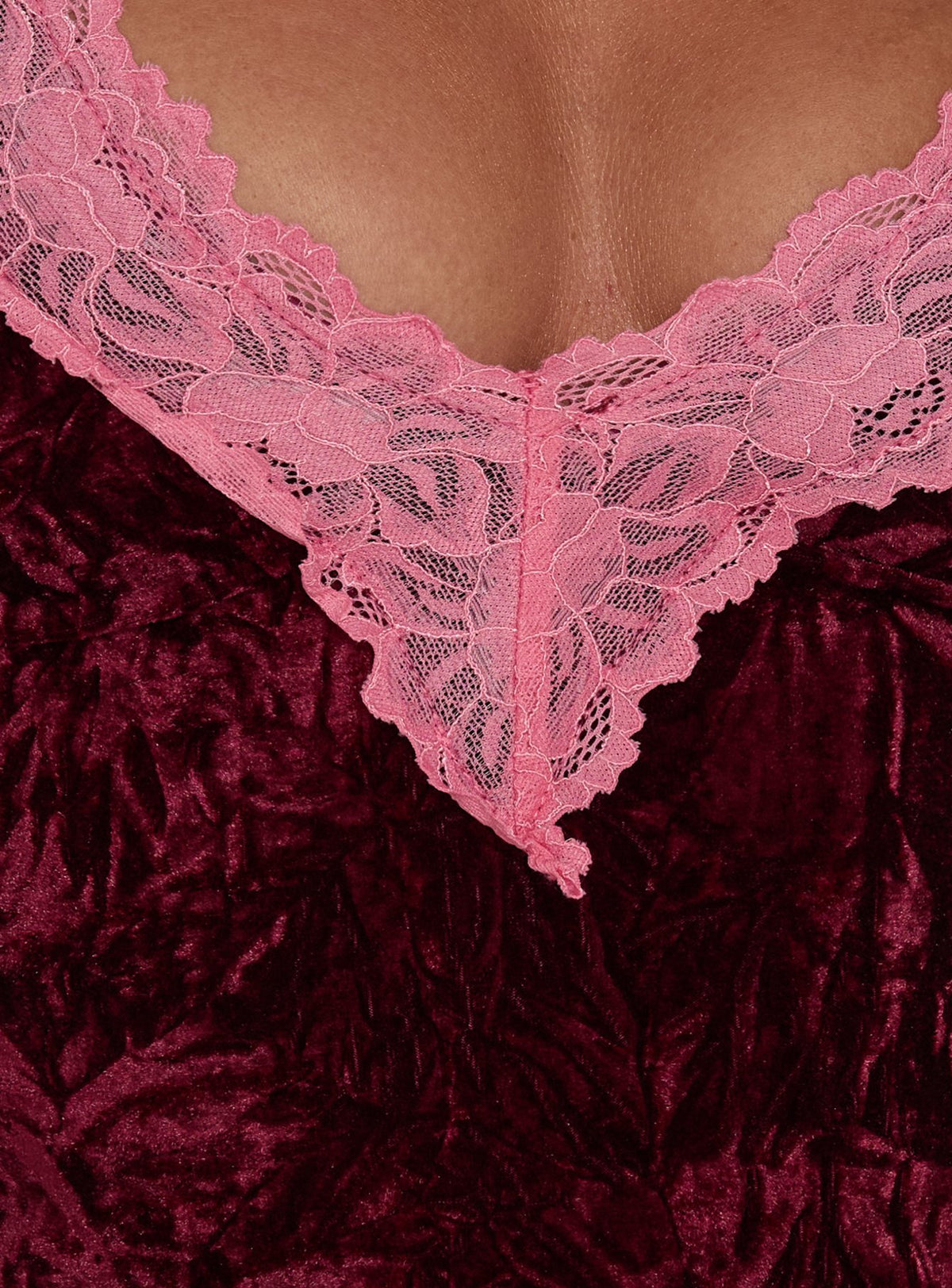 Call My Lover Velvet Lace Slip Mini Dress Plum / Pink