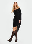 Princess Polly Asymmetric Neckline  Tunie Off The Shoulder Maxi Dress Black