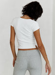 back view of model wearing Princess Polly Maz Top White Short Sleeves Plunger 