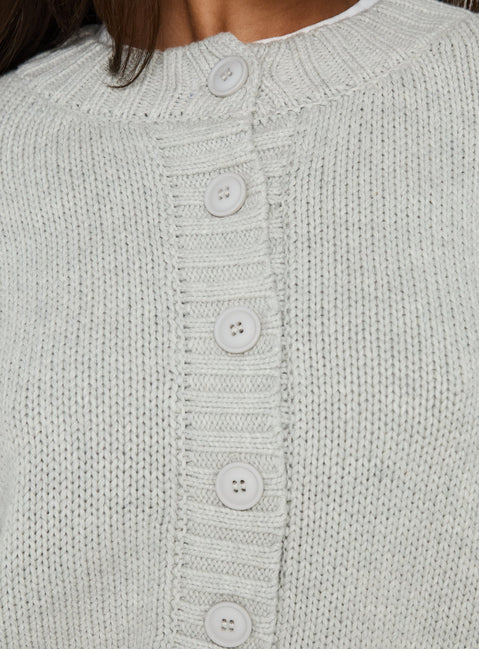 Highlighting the Edern Cardigan Light Grey Marle womens-jumpers with short oversized fit product