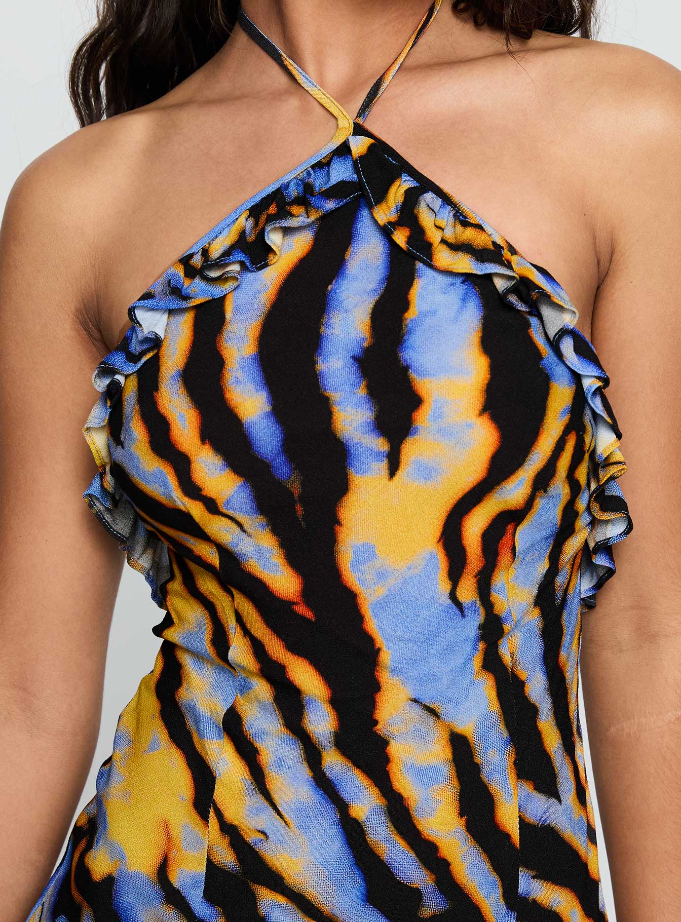 Virginia Beach Backless Maxi Dress Blue Zebra | Princess Polly Virginia Beach Backless Maxi Dress Blue Zebra | Princess Polly