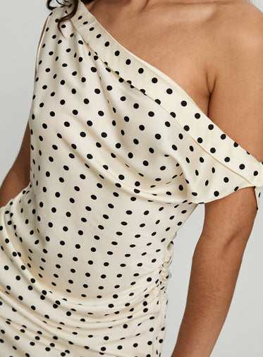 Sweetheart Mini Dress Cream Polka