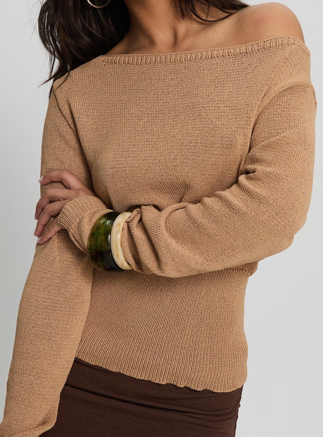 ニット/セーター TAN CURVE CUFFS SHORT PO Women's Cashmere Porter Turtleneck Forest | Jenni Kayne