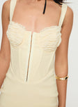 Mini dress Corset style, ruching detail on bust, fixed straps, hook & eye fastening at front, invisible zip fastening at back