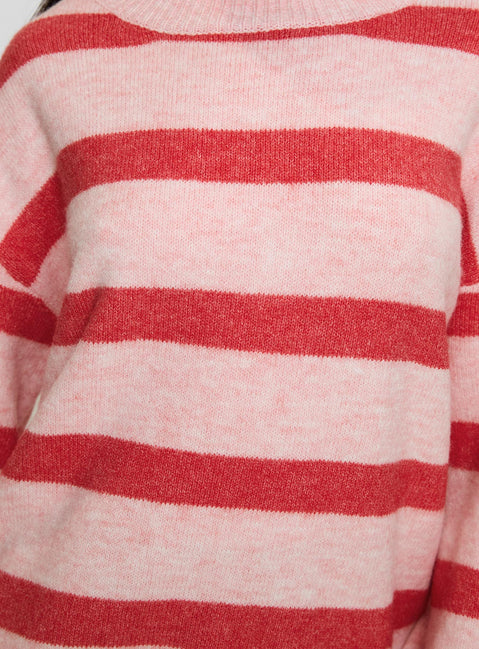 product Princess Polly Ryanna Sweater Pink / Red Stripe 