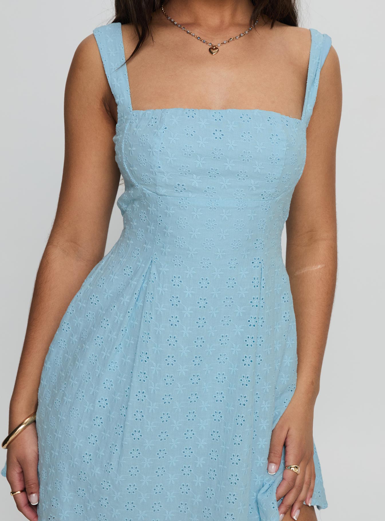 Xanthus Embroidered Mini Dress Blue