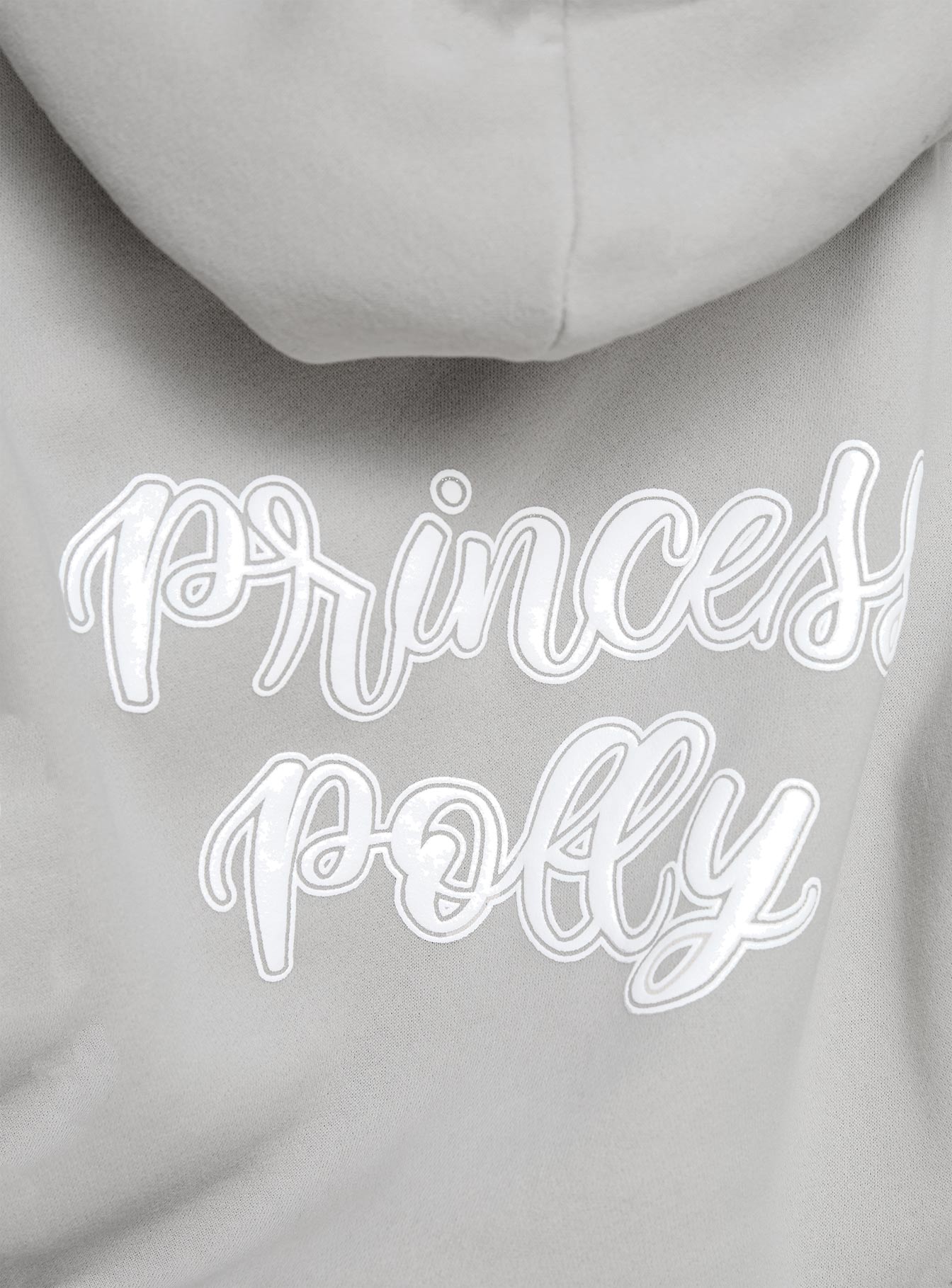 product Princess Polly Princess Polly Hooded Sweatshirt Puff Text Grey 