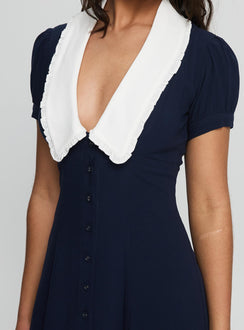 Fabiola Collared Mini Dress Navy