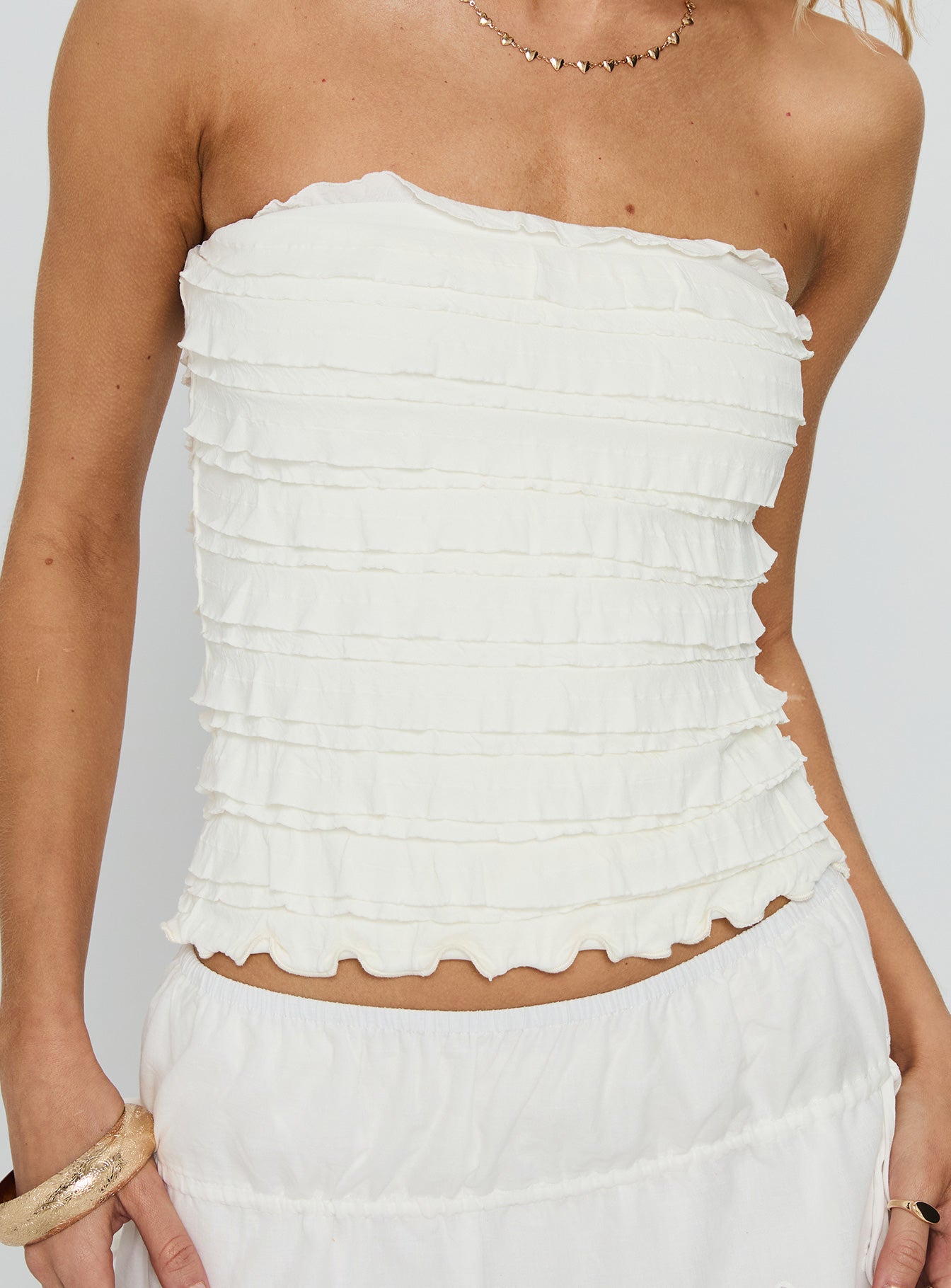 Jullian Strapless Textured Top Ivory