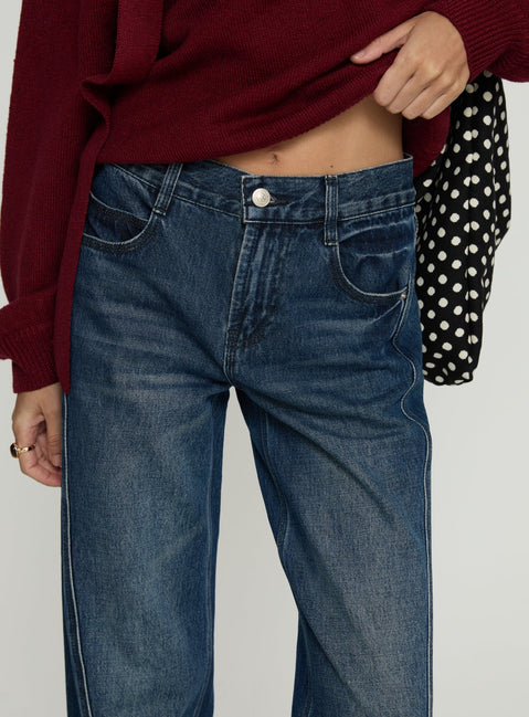 Kellsie High Rise Wide Leg Jeans Dark Blue Wash