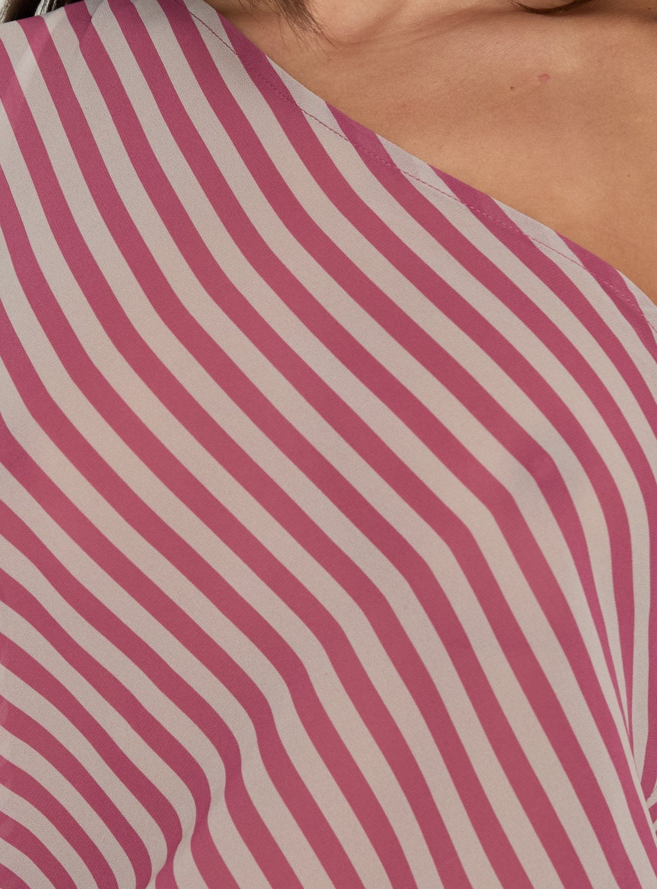 Larissah One Shoulder Top Pink Stripe