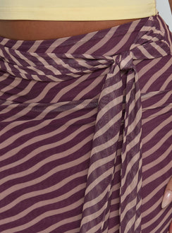 Caviar Tie Maxi Skirt Brown Stripe Tall