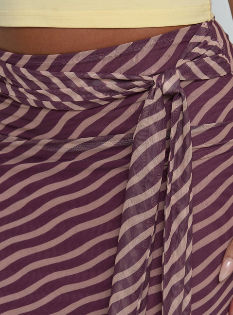 Caviar Tie Maxi Skirt Brown Stripe Tall