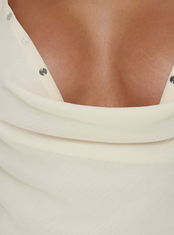 Gemmina Halter Sequin Top Cream