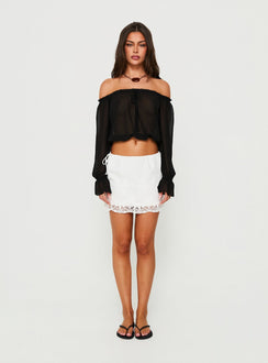 Mariya Off Shoulder Long Sleeve Top Black