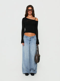 Picco Ultra Low Rise Wide Leg Jeans Light Blue Wash