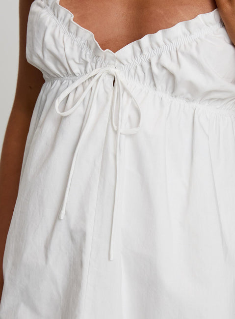 back view of model wearing Princess Polly Alchemy Mini Dress White V-Neck 