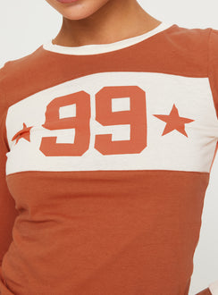 product Princess Polly 99 Roa Long Sleeve Top Orange Full Sleeves Crew Neck 