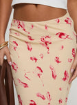   front view of model wearing Princess Polly Mangoes Maxi Skirt Cream Maxi 