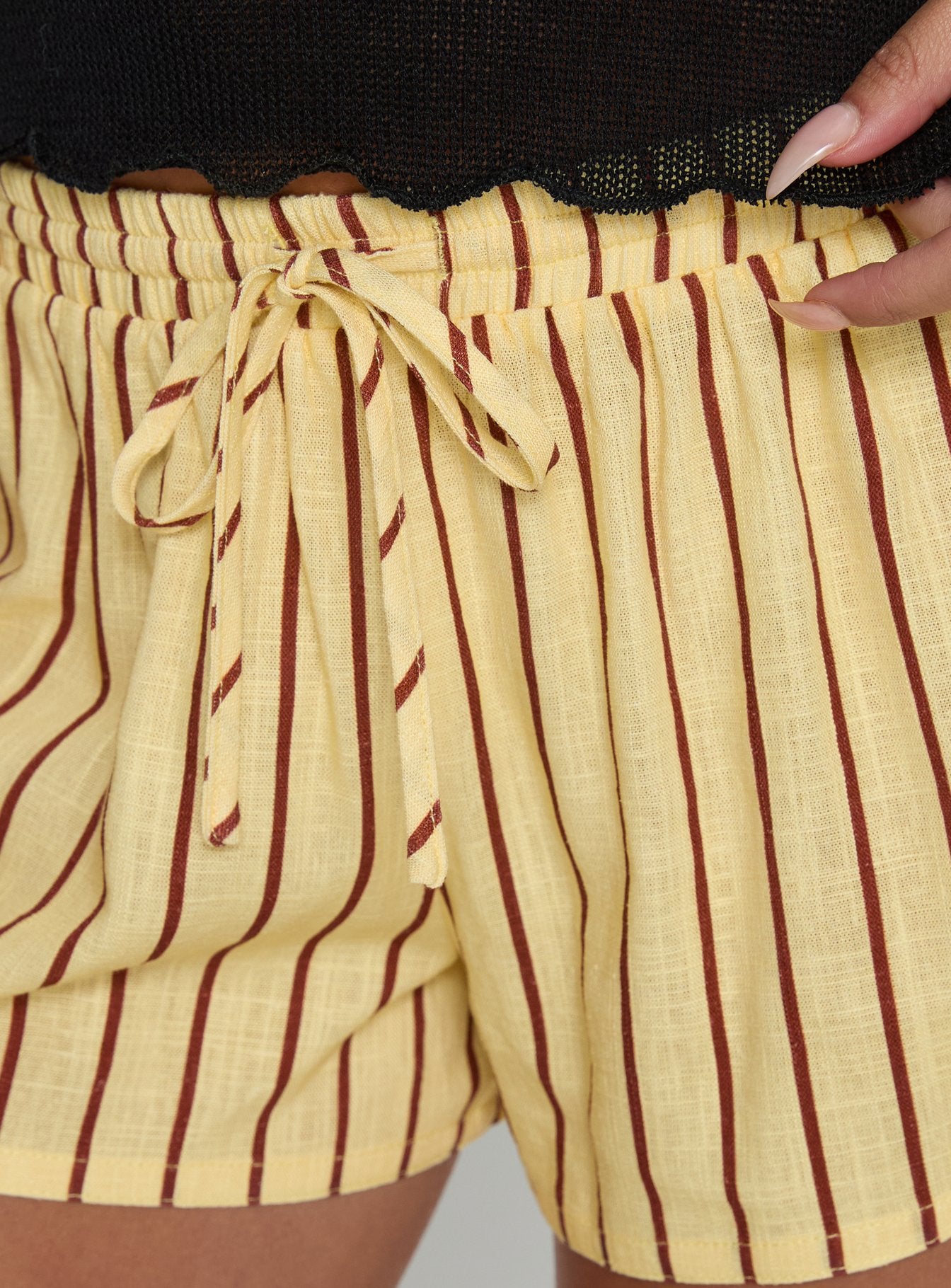 Abigayle Shorts Yellow / Brown Stripe