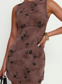 Edwyna Mini Dress Brown Floral