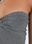 Strapless top Ribbed knit material Twisted bust Good Stretch Unlined