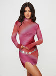 Long Sleeve Top  High neck, sheer mesh material Good stretch, lined body 