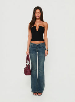 Karisma Strapless Ruched Top Black