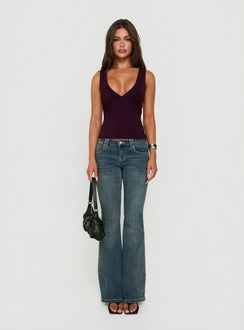 Madelon Sleeveless Wrap Top Plum