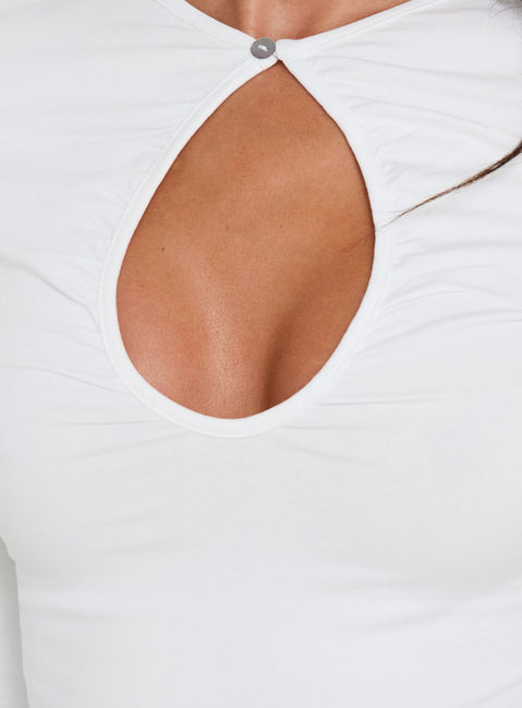 Soleia Keyhole 3/4 Sleeve Top White