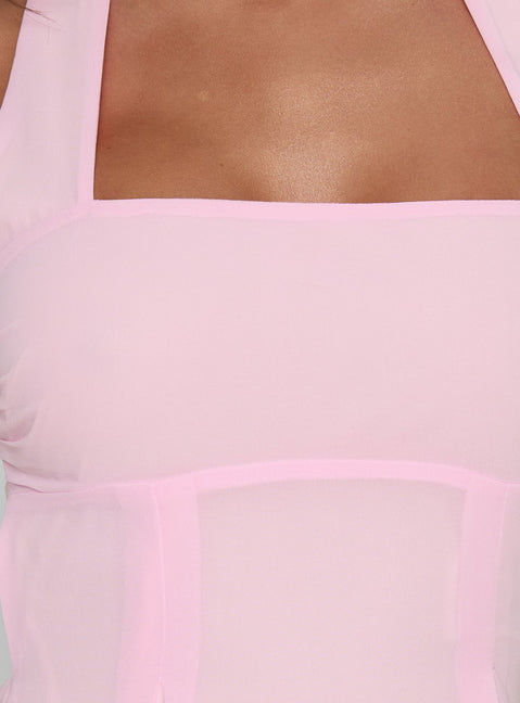 Rosamie Halter Mini Dress Soft Pink