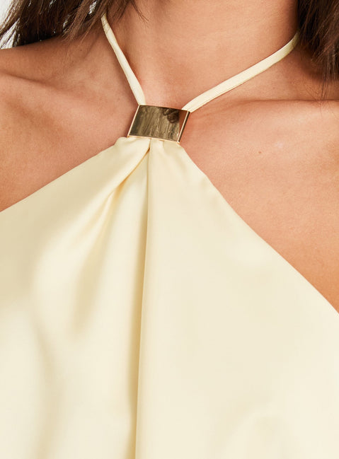 Lisada Halter Asymmetrical Top Lemon