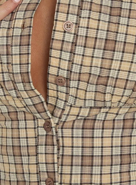 Alaskaa Button Down Collared Top Multi Check