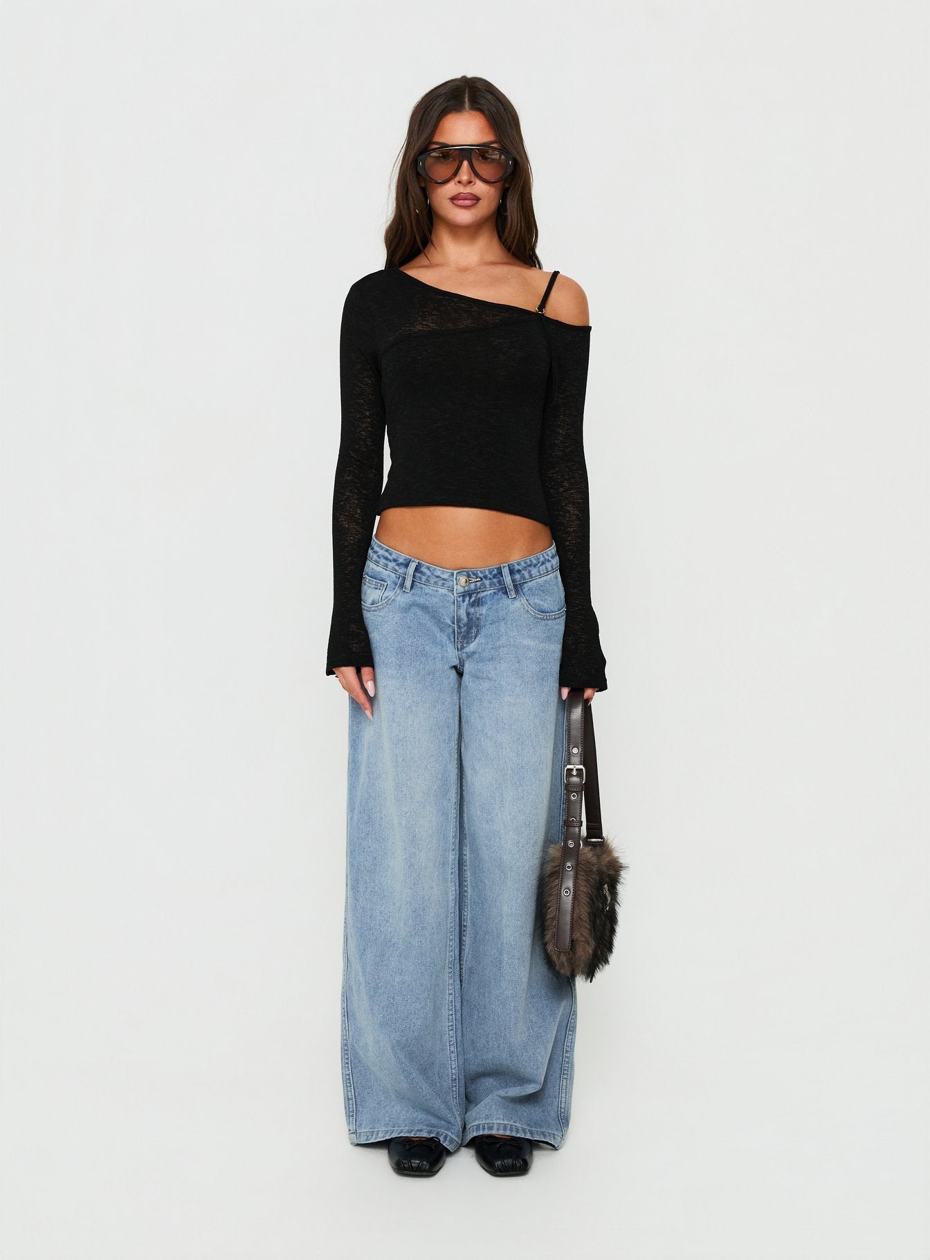 Rosca Layered Long Sleeve Top Black