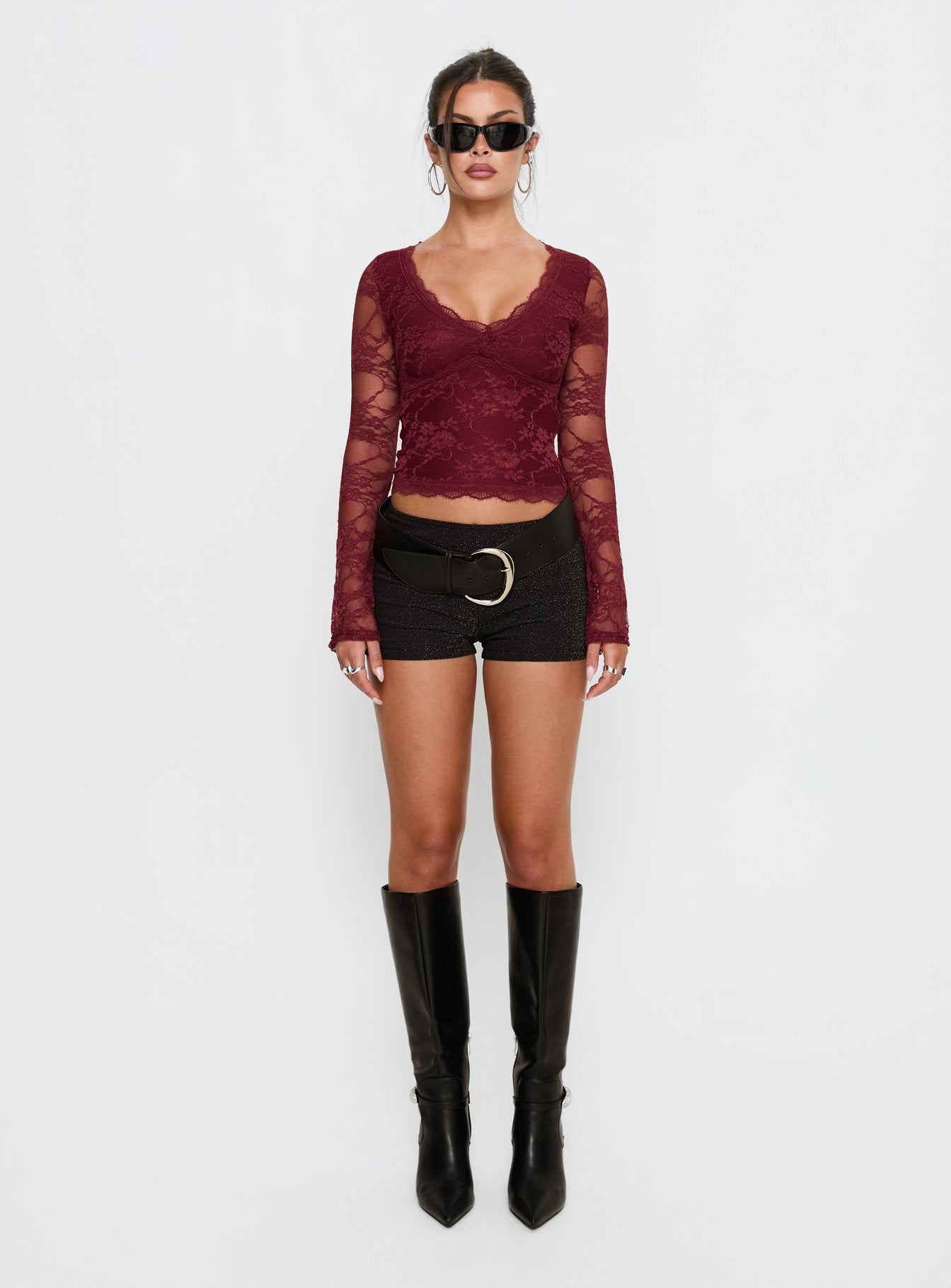 Pitter Long Sleeve Top Burgundy