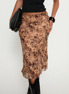 Sydni Midi Bias Cut Skirt Leopard
