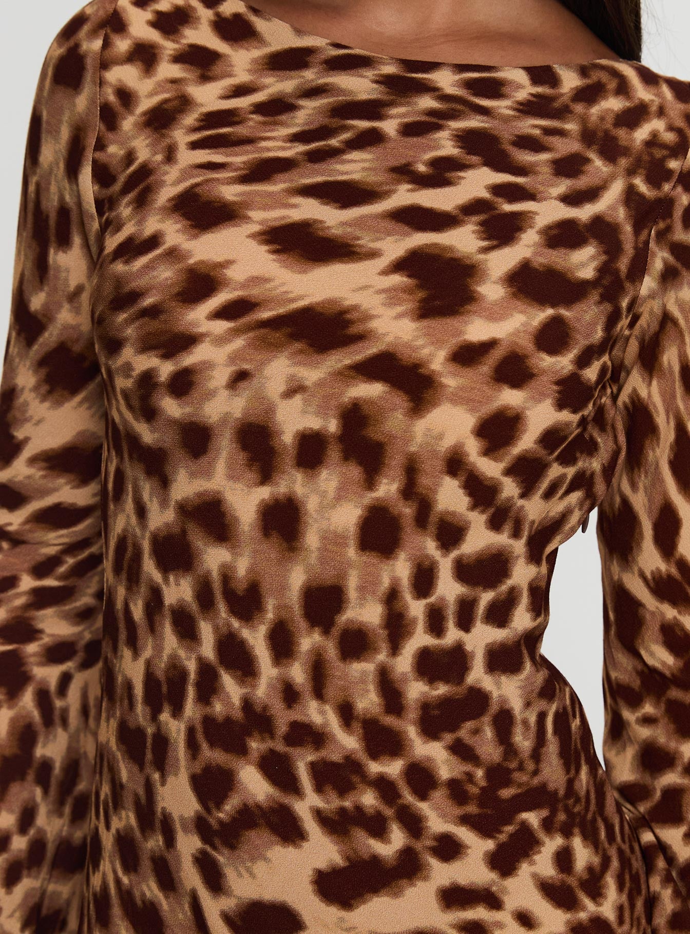 Halo Bias Long Sleeve Mini Dress Leopard